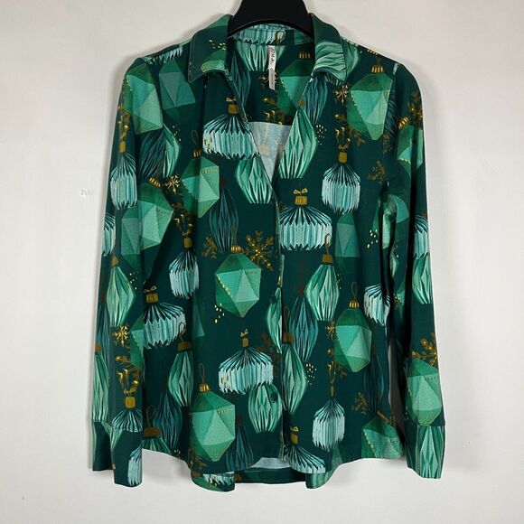 Soma Embraceable Pajamas Large Christmas Ornaments Holiday Winter Green Gold - Picture 3 of 15